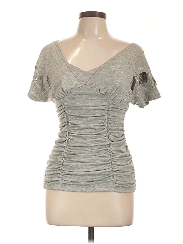 Pre-owned Xoxo Short Sleeve Top Gray Sweetheart Neckline Tops