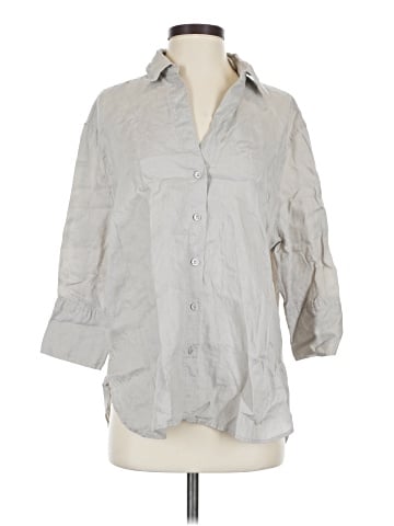 Zara 3/4 Sleeve Button-Down Shirt (view 1)