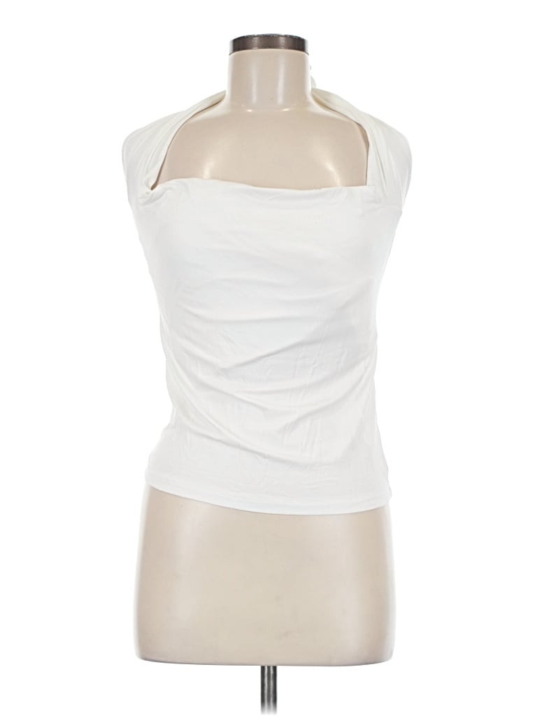 Elodie Tank Top White Halter Neckline Tops