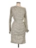 Whit 100% Silk Animal Print Gray Ivory Cocktail Dress Size 10 - photo 1