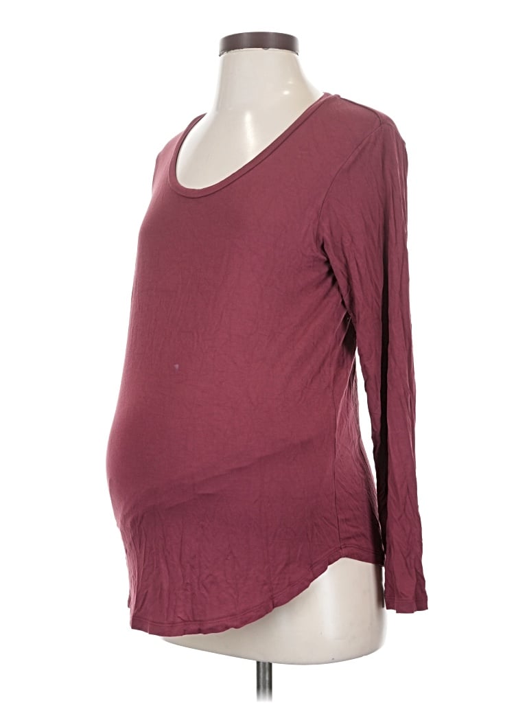 Pre-owned Kindred Bravely 3/4 Sleeve Top Burgundy Scoop Neck Tops