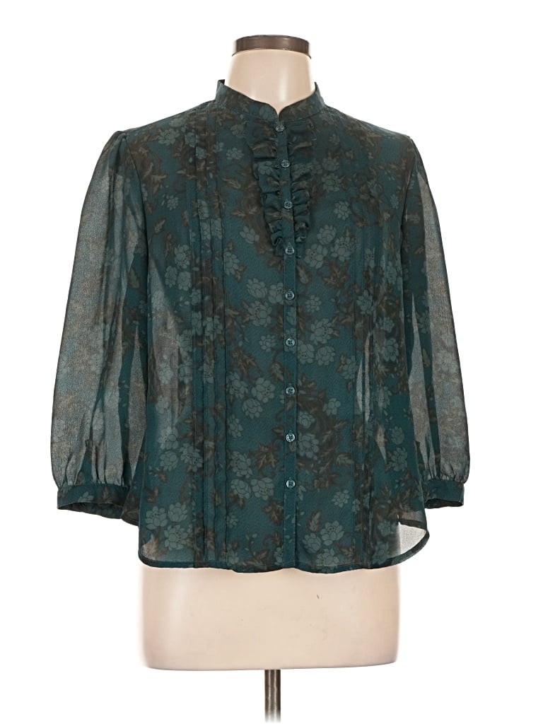 Pre-owned Van Heusen 3/4 Sleeve Blouse In Teal