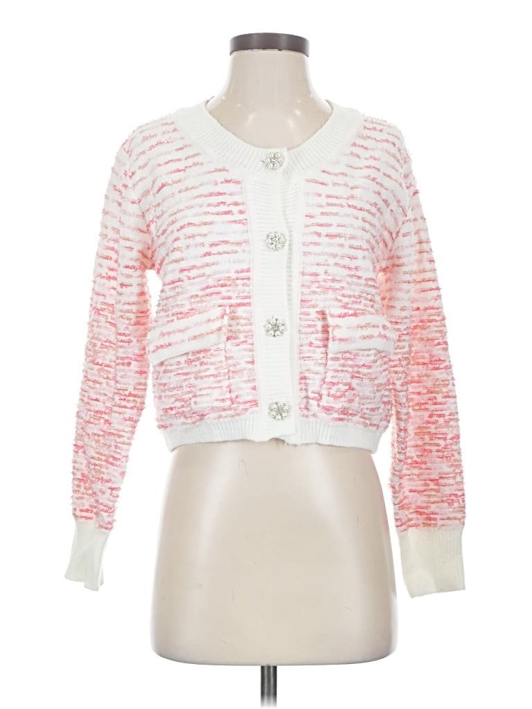 Line & Dot Cardigan Sweater In White