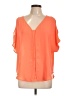Astr 100% Polyester Orange Short Sleeve Blouse Size L - photo 1