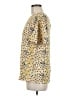 Mossimo 100% Polyester Animal Print Yellow Short Sleeve Blouse Size M - photo 5