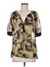 Gibson 100% Silk Animal Print Brown Short Sleeve Silk Top Size M - photo 1