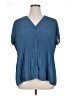 Pleione 100% Polyester Blue Short Sleeve Blouse Size XL - photo 1