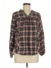 Knox Rose Plaid Brown Long Sleeve Blouse Size M - photo 1