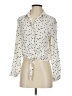Aqua 100% Rayon Stars White Ivory Long Sleeve Blouse Size S - photo 1