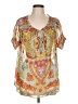 BILA 100% Rayon Orange Short Sleeve Blouse Size L - photo 1