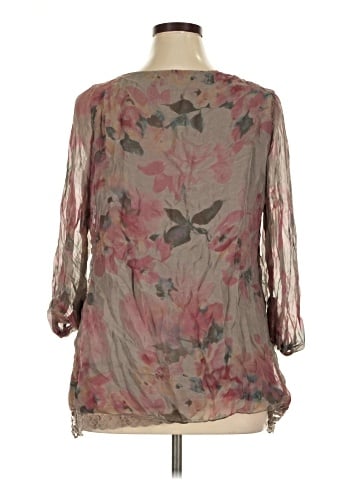 Prontomoda Giusy 3/4 Sleeve Silk Top (view 2)
