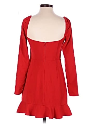Self-Portrait Red Crepe Bow Detail Flounce Mini Dress (view 2)