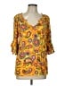 Democracy 100% Rayon Yellow 3/4 Sleeve Blouse Size L - photo 1