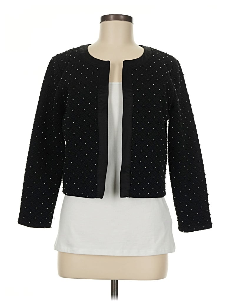 Club Monaco Jacket: Black Polka Dots Pattern Jackets & Outerwear - Size Medium