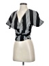 Bishop + Young Stripes Black Short Sleeve Blouse Size XXS - photo 1
