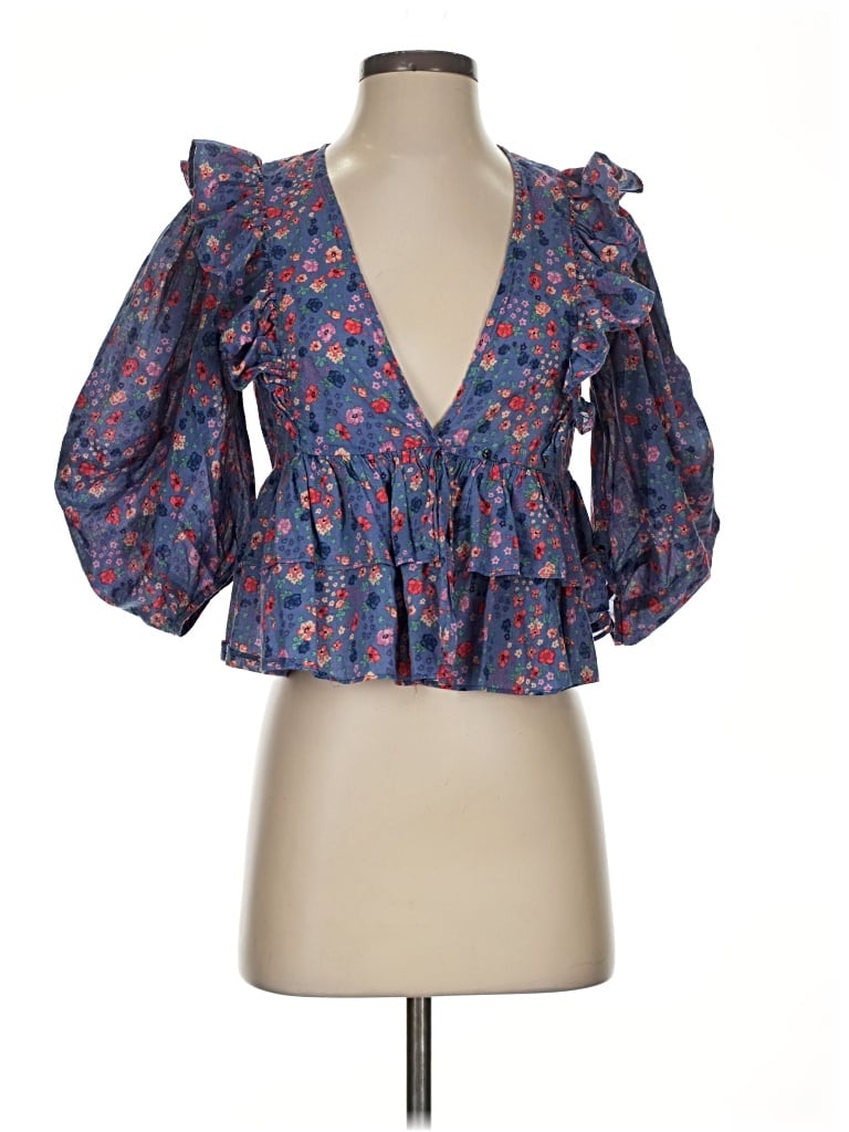 Pre-owned Karlie 3/4 Sleeve Blouse In Blue