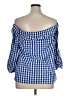 Do & Be 100% Cotton Blue 3/4 Sleeve Blouse Size M - photo 2
