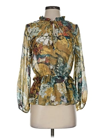 Hemant & Nandita 3/4 Sleeve Silk Top (view 1)