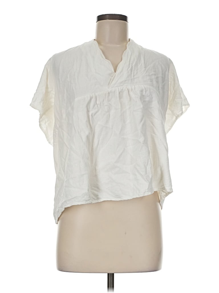 Pre-owned Umgee Short Sleeve Blouse In Ivory