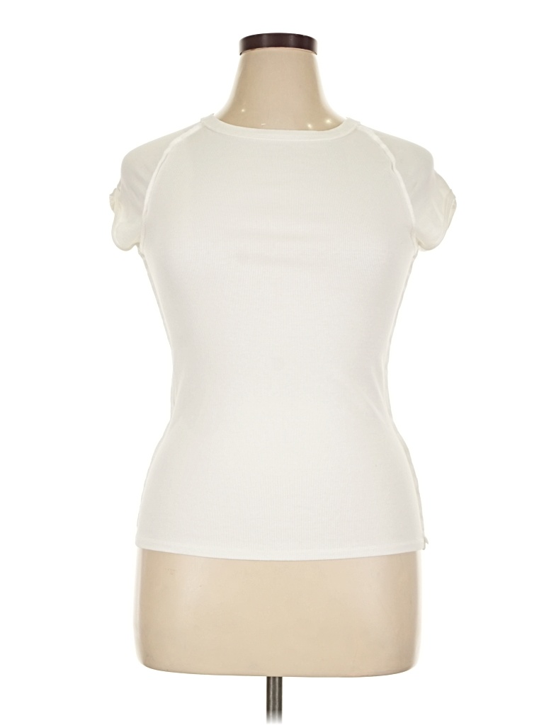 Pre-owned We The Free Short Sleeve Top Ivory High Neck Tops