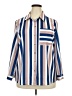Unbranded 100% Polyester Stripes Blue Long Sleeve Blouse Size 2X - photo 1