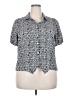 Nine West 100% Polyester Print Silver Short Sleeve Blouse Size XXL - photo 1