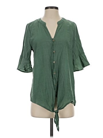 Always Indigo 3/4 Sleeve Button-Down Shirt (view 1)