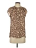Tucker 100% Silk Animal Print Brown Short Sleeve Silk Top Size S - photo 1
