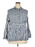 Lee 100% Rayon Stripes Blue Long Sleeve Button-Down Shirt Size 3X - photo 1