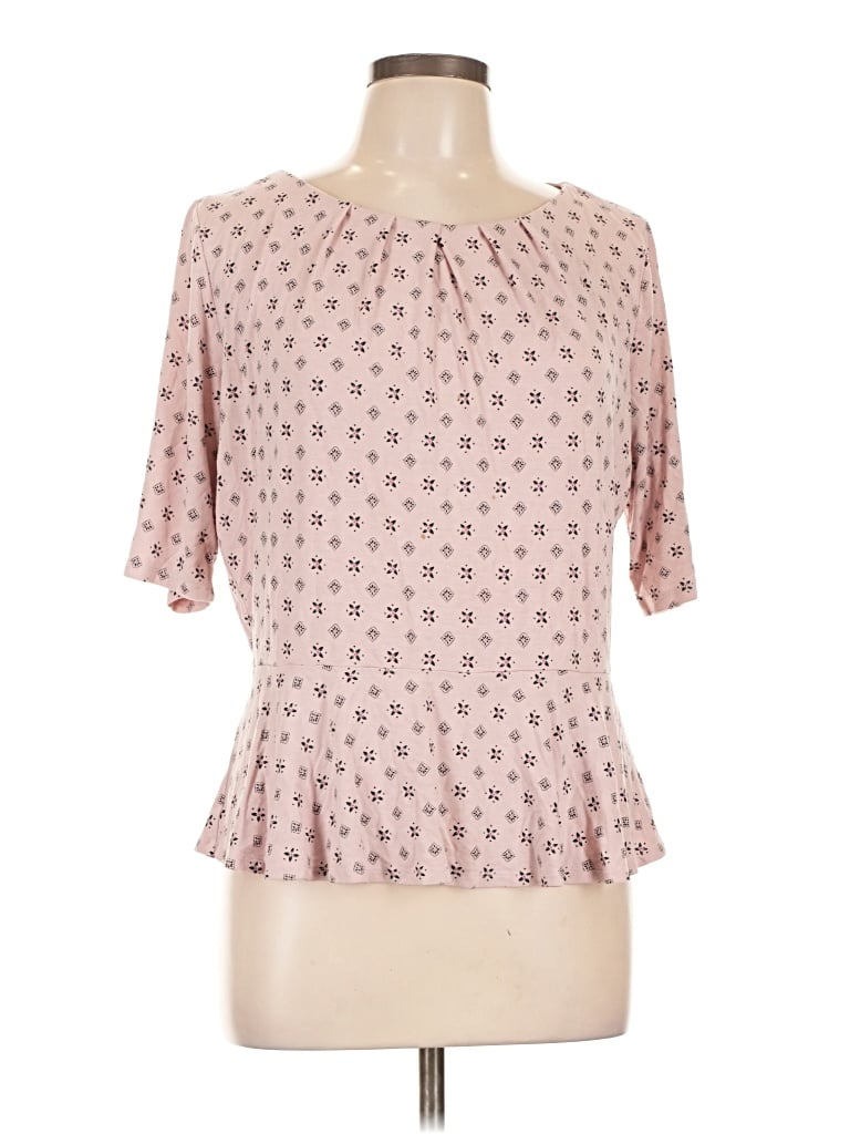 Pre-owned Liz Claiborne Career Short Sleeve Blouse In Pink