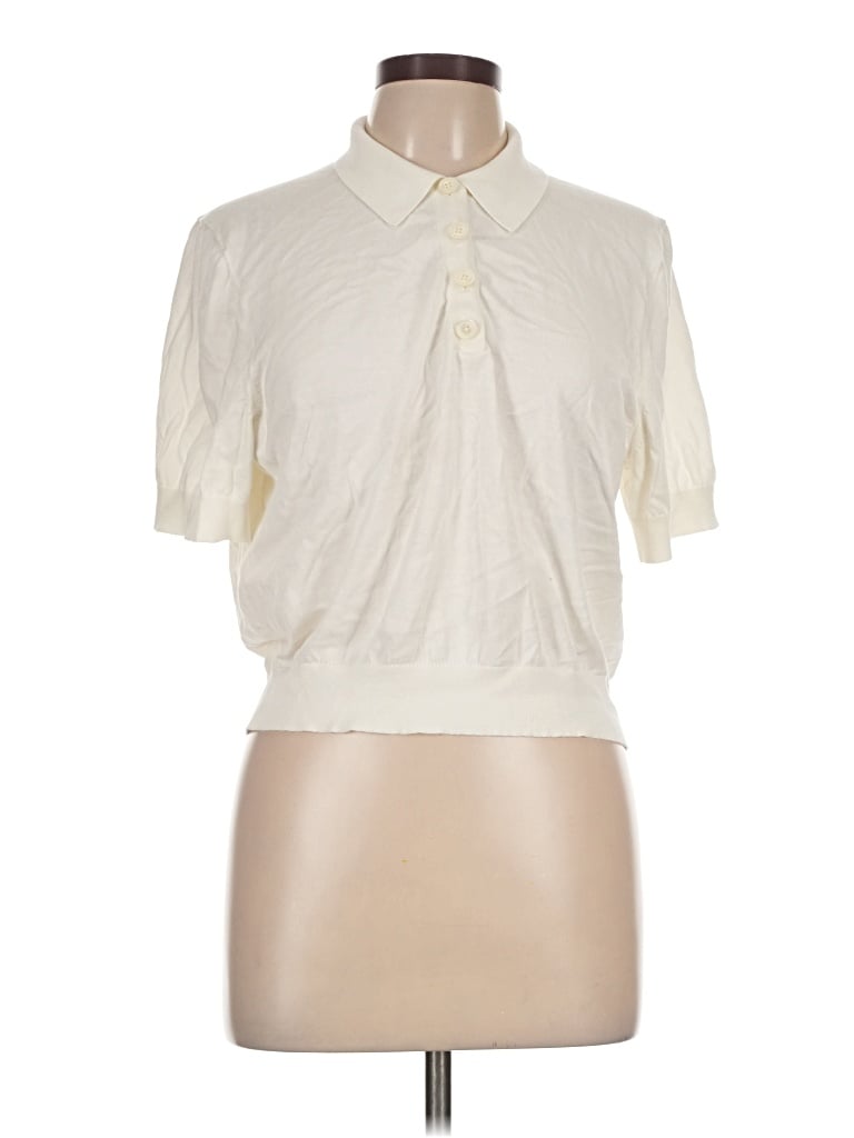 Pre-owned Jcrew Short Sleeve Blouse In Ivory
