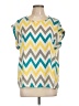 Tacera 100% Polyester Yellow Short Sleeve Blouse Size L - photo 1