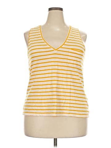 Madewell Whisper Cotton V-Neck Pocket Tank in Baker Stripe (view 1)
