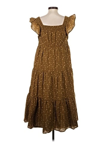 Madewell Ruffle-Sleeve Tiered Midi Dress in Daisy Stitch (view 2)