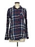 Angie 100% Cotton Plaid Blue Long Sleeve Button-Down Shirt Size M - photo 1