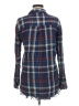 Angie 100% Cotton Plaid Blue Long Sleeve Button-Down Shirt Size M - photo 2