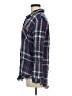 Angie 100% Cotton Plaid Blue Long Sleeve Button-Down Shirt Size M - photo 5