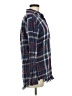 Angie 100% Cotton Plaid Blue Long Sleeve Button-Down Shirt Size M - photo 4