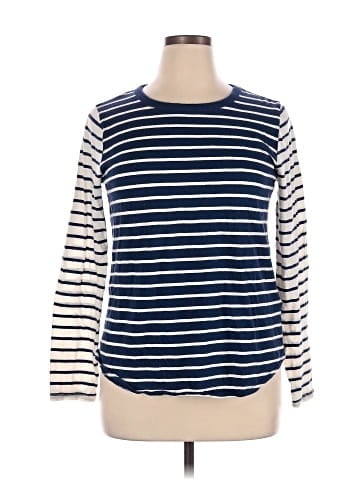 Madewell Whisper Cotton  Crewneck Long-Sleeve in Caddie Stripe (view 1)