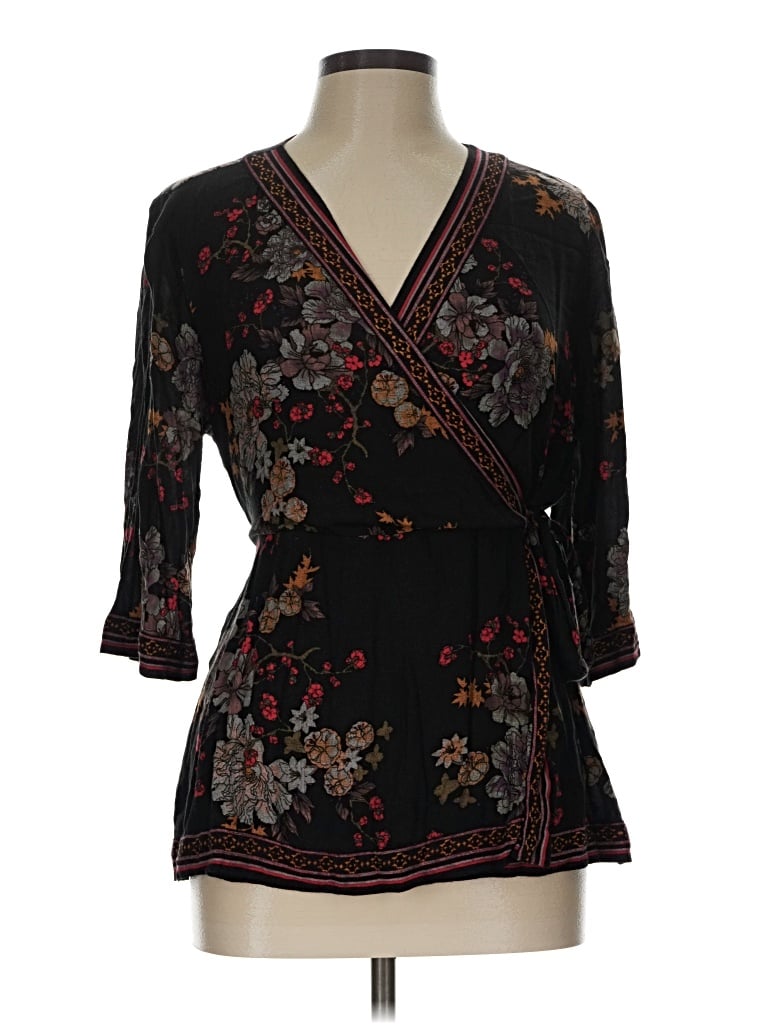 Pre-owned Soft Surroundings 3/4 Sleeve Blouse In Black