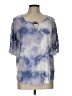 Absolutely Famous Blue Short Sleeve Blouse Size L - photo 1