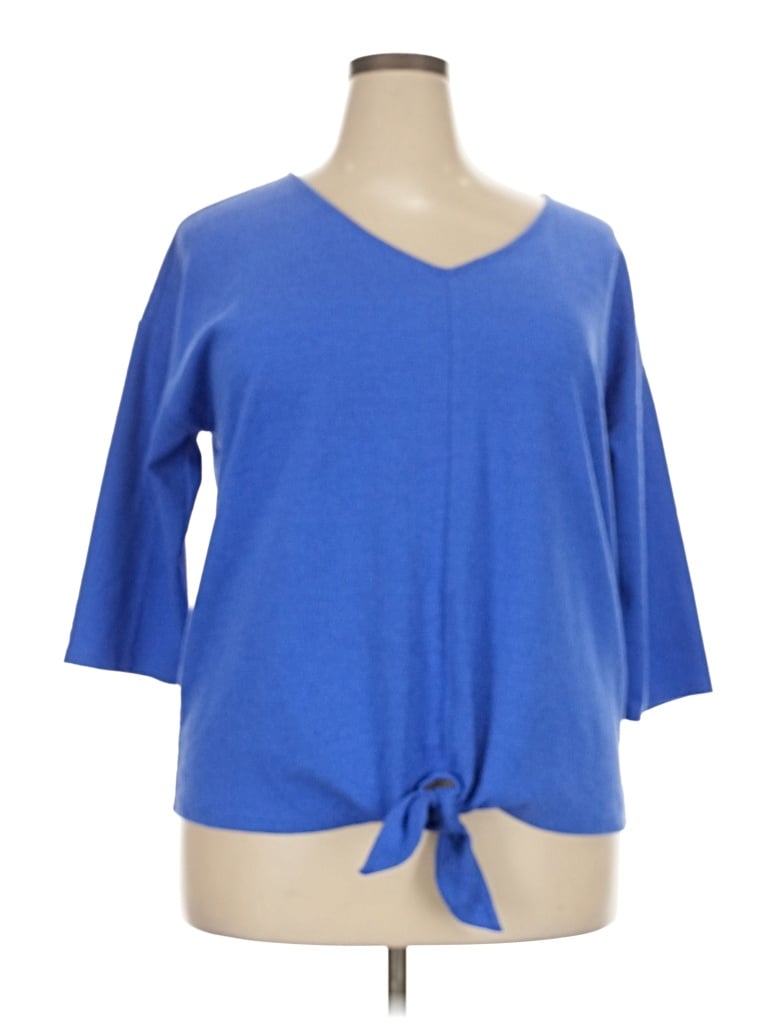 Pre-owned Talbots 3/4 Sleeve Top Blue V-neck Tops