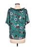 Ann Taylor LOFT 100% Polyester Teal Short Sleeve Blouse Size M - photo 2