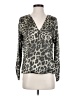Three Eighty Two 100% Polyester Animal Print Gray Long Sleeve Blouse Size XS - photo 1