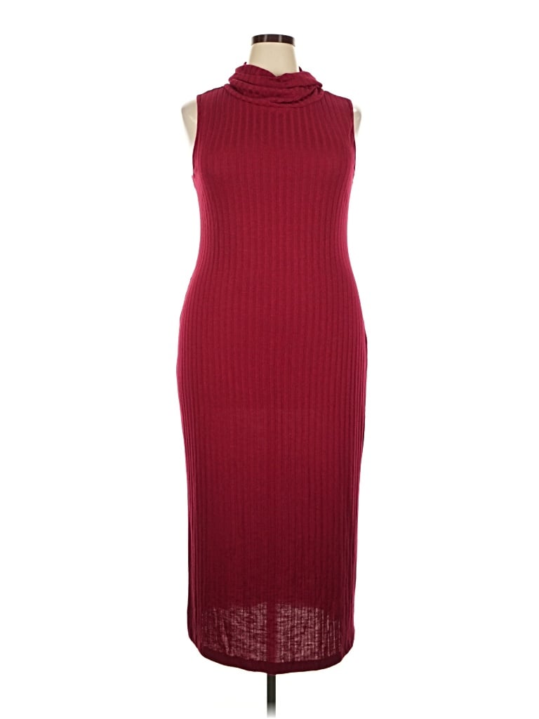 Pre-owned Ashley Stewart Casual Dress In Burgundy