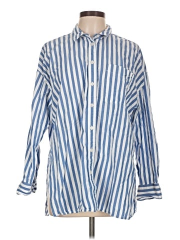 Madewell The Signature Poplin Oversized Shirt in Springy Stripe (view 1)
