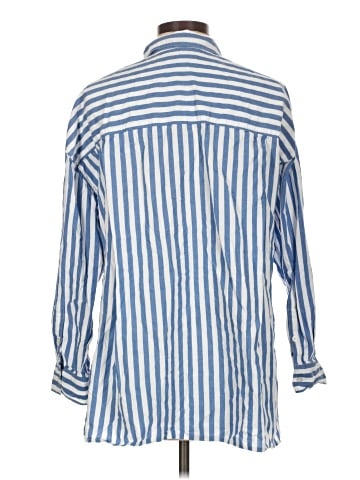 Madewell The Signature Poplin Oversized Shirt in Springy Stripe (view 2)