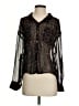 Free People 100% Polyester Animal Print Black Long Sleeve Blouse Size XS - photo 1