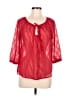 St. John's Bay 100% Polyester Red 3/4 Sleeve Blouse Size M (petite) - photo 1