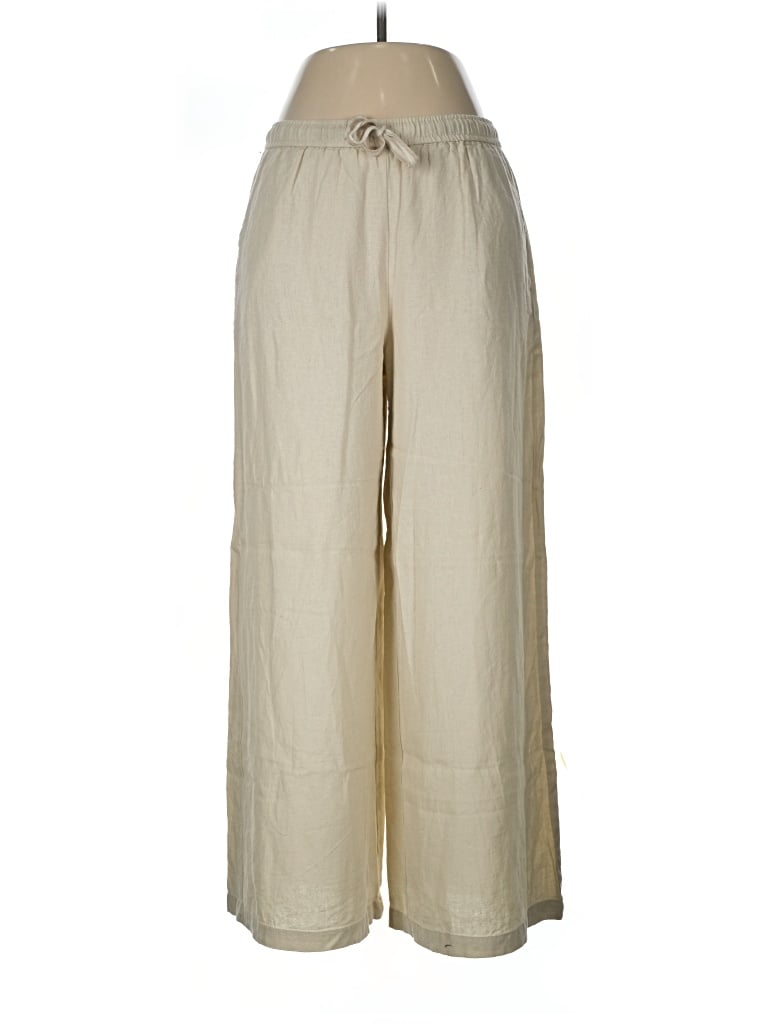Pre-owned Max Studio Linen Pants In Ivory
